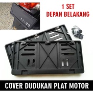 HITAM Universal Motorcycle Number Plate Holder Anti-Vibration Cover Frame Motorcycle Number Plate Frame - Black
