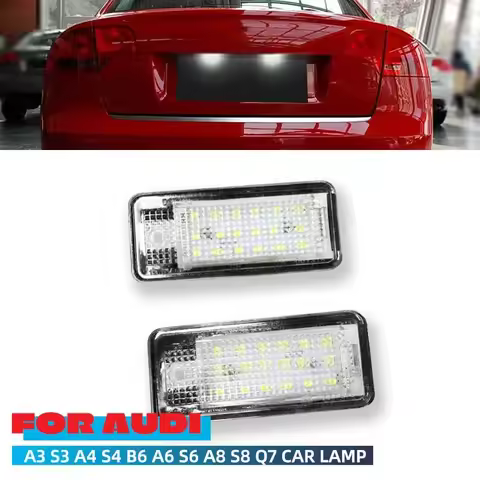 2PCS License Plate Light For Audi A3 S3 A4 B6 B7 A6 C6 4F Q7 RS4 6000K Super White License Number Pl