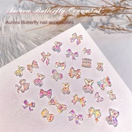 10pcs Aurora Bow Nail Art Jewelry Holographic Bear butterfly Nail Accessories 3D Nail Decorations