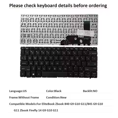 New US Language Keyboard For HP EliteBook Zbook 840 G9 G10 G11/845 G9 G10 G11 Zbook Firefly 14 G9 G1