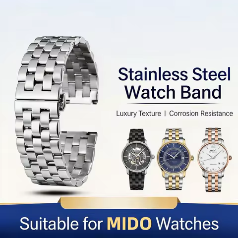 Replacement Watch Band for MIDO Multifort Stainless Steel Bracelet 16 18 19 20 21 22mm