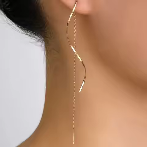 1 Pair Fashion Long Tassel Threader Earrings For Women Simple Long