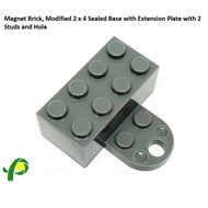 Block Toy Parts 74188c01 Magnet Brick, Modified 2x4 with Extension Plate