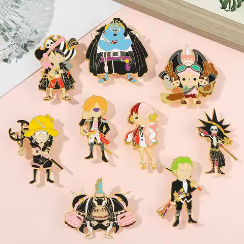 New Japanese Anime ONE PIECE FILM RED Cartoon Brooches Badge Luffy Nami Chopper Jinbe Burukku Brooch