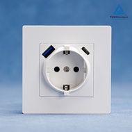 European Standard86German Fast Charging Socket PD 20W Wall socket250V 16A German Plug USB-A Type-C4.