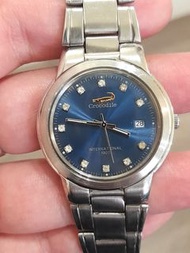 Crocodile 寶藍色質感紳士 日期顯示 生活防水 石英錶-手圍18公分