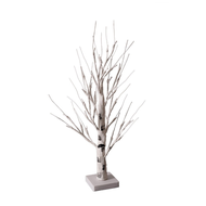 (QEPA) Tabletop Tree White Tree with LED Lights Warm White Small Tree Lights Battery Powered Timer L