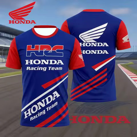 Summer Men's Honda T-Shirt Short Sleeve Retro Vintage Style Quick-Dry Jersey Sports Motorcycle Racin