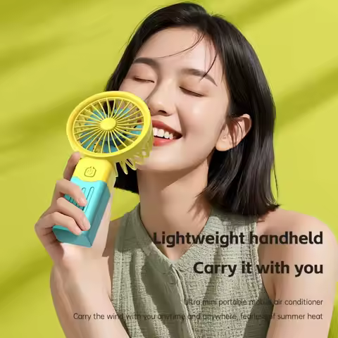 USB Rechargeable Mini Handheld Fan Strong Wind 3 Speed Adjustable Macarons Fan Low Noise Small Elect