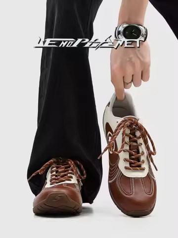 Unisex Casual Sport Shoes Fashionable Retro Design Leather Splicing Wear-resistant Summer Trend Raci