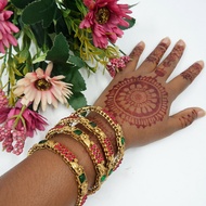 Matt Gold Ethnic Indian Bangles - Set of 4 Artlah Gelang Tangan Indian Bangles