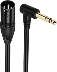 XLR to 1/4 Cable, 90 Degree 6.35mm (1/4 Inch) TRS Stereo Plug Male to 3 pin XLR Male Balanced Microp