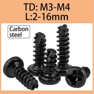 Black cross head slotted self tapping electronic small screw round head cut tail self tapping screw M3/M3.5/M4