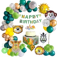 77pcs Jungle Safari Animal Balloons Set 32inch Gold Number Balloon Large Animal Head Foil Balloon Ba