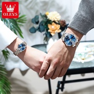 Olevs 9931 Set Jam Tangan Pasangan, Jam Tangan Pria Dan Wanita Baja