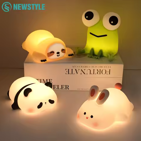 Cute Rabbit Night Light Novelty LED Squishy Animal Night Lamp 3 Brightness Level Dimmable Rechargeab