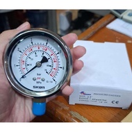 PRESSURE GAUGE 21/2 SS 7MPA 1000PSI/ 70BAR 1/4 BRASS THREAD BSP SKON RACKET