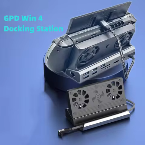 13-in-1 Docking Station for GPD Win4, Dual Cooling Fan 5 USB Ports and 4K@60Hz,100W Charging Port, G