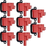 RED IGNITION COIL D580 UF192 SET OF 8 COMPATIBLE WITH CADILLAC CTS CHEVY CAMARO CORVETTE AVALANCHE 2