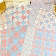 现货 蓝色粉色格子条纹背景纸手帐素材纸手工折纸DIY扎痛包背景板谷美Blue pink plaid striped background paper account material QQ202511