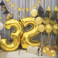 32Inch 0-9 Number Balloon Gold Ballon Wedding Decorations Festival Birthday Foil Digital Balloons