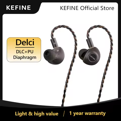 KEFINE Delci 10mm DLC+PU Diaphragm Dynamic Driver Hifi Wired IEM Earphones with CNC Metal & Detachab