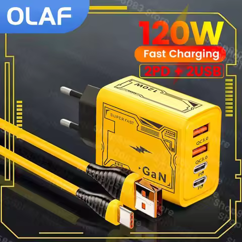 120W Fast Charger Type C USB C PD Charger For iPhone Xiaomi Samsung 6A 120W Type C Super Fast Chargi