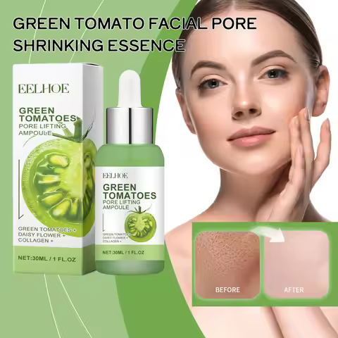 Green Tomato Facial Pore Treatment Essence with Collagen Hydrating Oil-Control Essence Clearing Blem