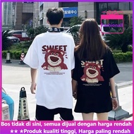 baju oversize lelaki M-8XL t shirt lelaki Cartoon Strawberry Bear Printed T-Shirt Casual Short Sleev