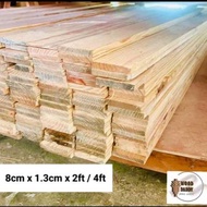 Recycle pine wood 8cm x 1.3cm x 1/2/4kaki / siap ketam / DIY / recon kayu pine / kayu murah /pallet 