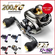 NEW UP 200kg Max Drag Fishing Reel AK2000, 7.2:1 High-Speed Baitcasting Reel with Magnetic Brake REE
