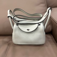 閒置99新愛馬仕mini Lindy水晶灰銀扣