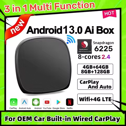 CarPlay Ai Box Qualcomm 6225 8-Core CPU Android 13.0 Wireless CarPlay Android Auto For OEM Car Built
