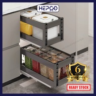 Cabinet Spice Storage Aluminum Alloy Push Pull Rice Noodle Box Dry Food Storage Box Organizer