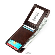 RFID สั้นหนังแท้ผู้ชายกระเป๋าสตางค์ผู้ชายอัจฉริยะMiniกระเป๋าเงินผู้หญิงCowhideผู้ชายบัตรเครดิตขนาดเล็กสำหรับชาย กระเป๋าตังชาย กระเป๋าใส่บัตร