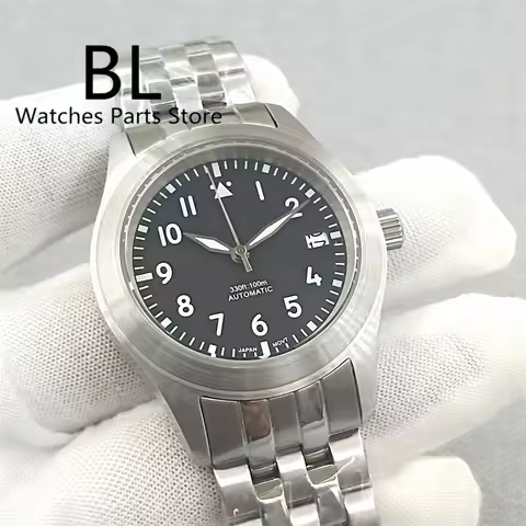 BLIGER 36mm/39mm Pilot Style NH35 Dive Watch For Men Stainless Steel Sapphire Glass Waterproof Black