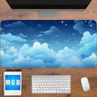 Cute Kawaii Desk Mat, Anime Desk Mat, Blue Desk Mat, Pastel Mousepad, Blue Night Sky Desk Mat, Kawai Desk Accessories, Cloud Desk Mat