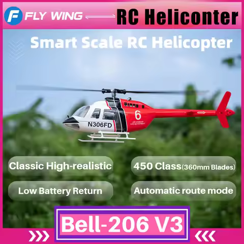 FLYWING Bell 206 V3 Scale Helicopter 6CH GPS Positioning and Long Endurance 1:16 RC Aircraft with H1