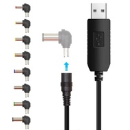 DLAY USB 5V To DC9V 12V Converter Cable USB5V to 9V 12V Power Charging Cable with 8 Connectors Adapt