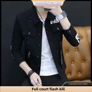 2021Denim Jackets Men Hip Hop Streetwear Casual Jeans Jacket for Men Single Breasted Denim Jacket