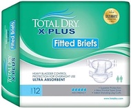 TotalDry X-Plus Fitted Briefs Adult Diapers (Medium, 12 Count) – Ultra Absorbent Adult Diapers for Men &amp; Women – Heavy Bladder Control Protection – Overnight Women’s &amp; Mens Diapers w/ Soft Lining