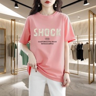 24h Taiwan Shipping S-3XL Letter Number Printing Cool Feel Pure Cotton Top Summer Clothes Cartoon Da