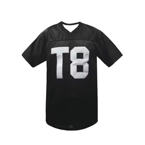 Men's #T8 Retro Black Breathable Sports Jersey V-Neck Football Jersey Athletic Football Shirt Practi
