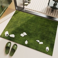 Green Grass Small Fresh Art Retro Bathroom Floor Mat Thickened Water-Absorbing Quick-Drying Anti-Sli