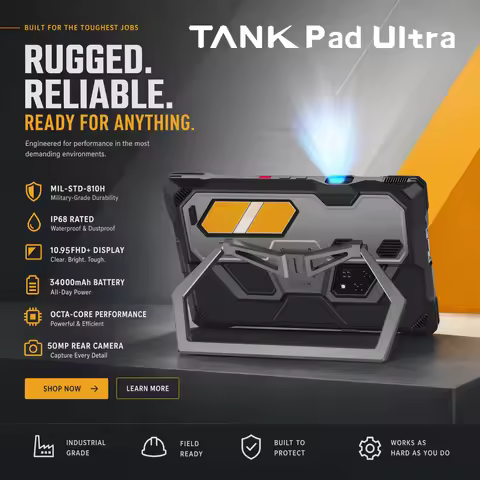 8849 Tank Pad Ultra Unihertz Rugged Tablet with Projector 260 Lumens 1080P 23400mAh 32+512GB Wifi 6 