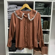 KATUN SICA PREMIUM RAYON COTTON BLOUSE / brown blouse / brown Korean blouse