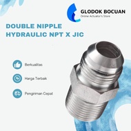 3/8" Double Nipple NPT x JIC Hex Nipple Hydraulic MB x MJ Size 3/8 Inch