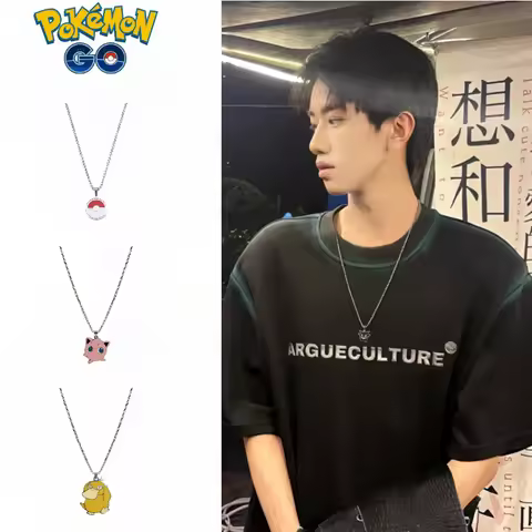 Pokemon Series Anime Necklace Cute Gengar Pokeball Psyduck Pendant Student Fashion Decoration Party 
