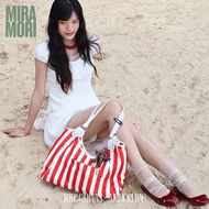 (available in genuine fabric) Canvas beach Tote bag mixed with leather, AKIMORI striped pattern - Fr