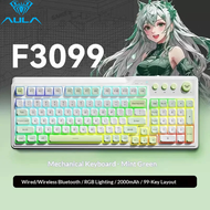 AULA | AULA F3099 99 Keys Mechanical Feel Keyboard RGB Backlit Tri-Mode Bluetooth 2.4G Wired Silent